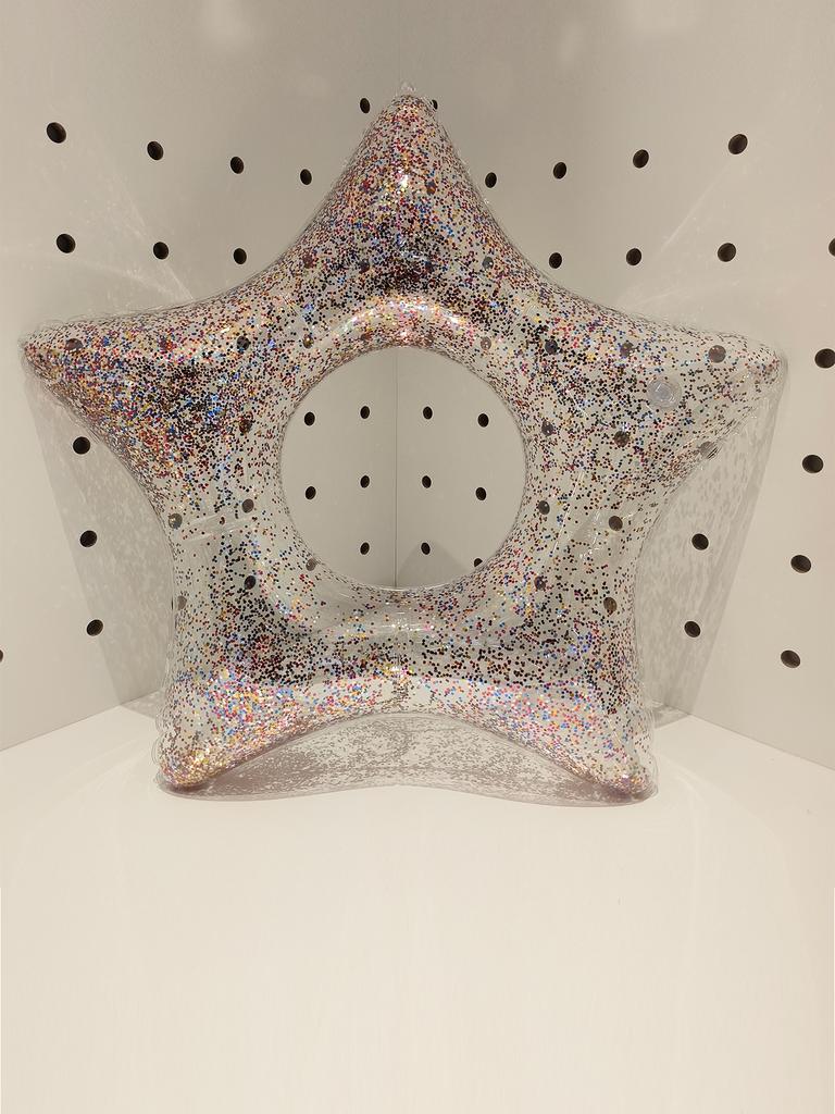 3pcs Five-pointed Star Sequin Transparent Swimming Ring Children Adult Water Sports Pool Ring Floating Beach Party Toy