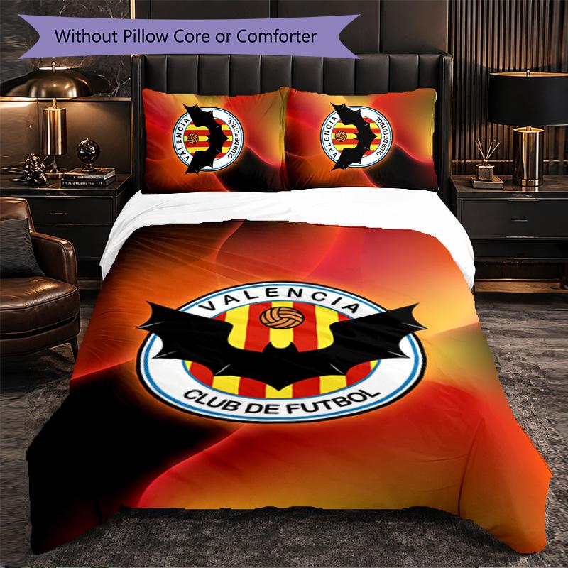 Valencia FC Themed Bedding 3Pcs Duvet Cover Set Decorative Bed Linen For Teen Room Home Decoration