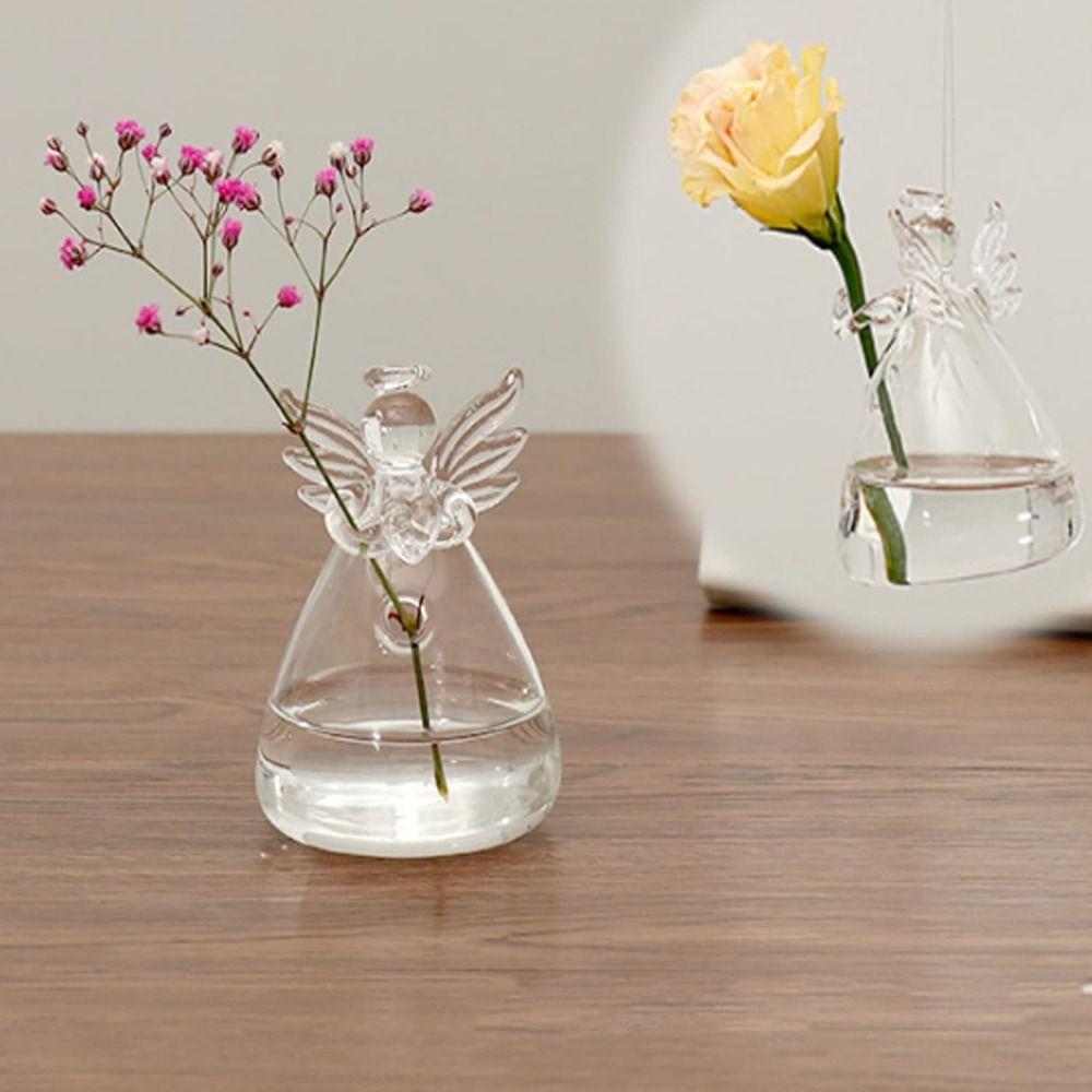 DIY Transparent Angel Vase Hand-blown Plant Wall Mounted Vase Hydroponic Container  Bedroom