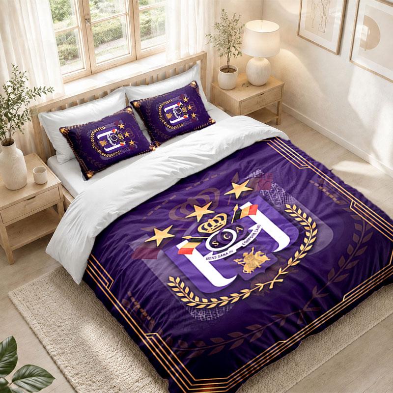 Bedding Set 1 Duvet Cover 2 Pillowcases Anderlecht FC Print Bedroom Home Decoration