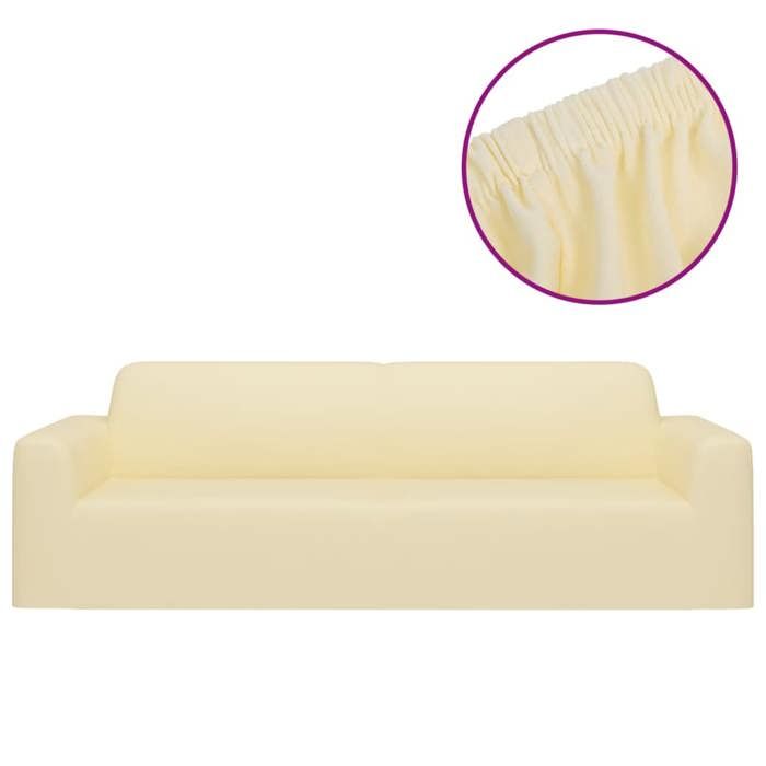 VidaXL Housse extensible de canapé 3 places Crème Jersey de polyester 332946