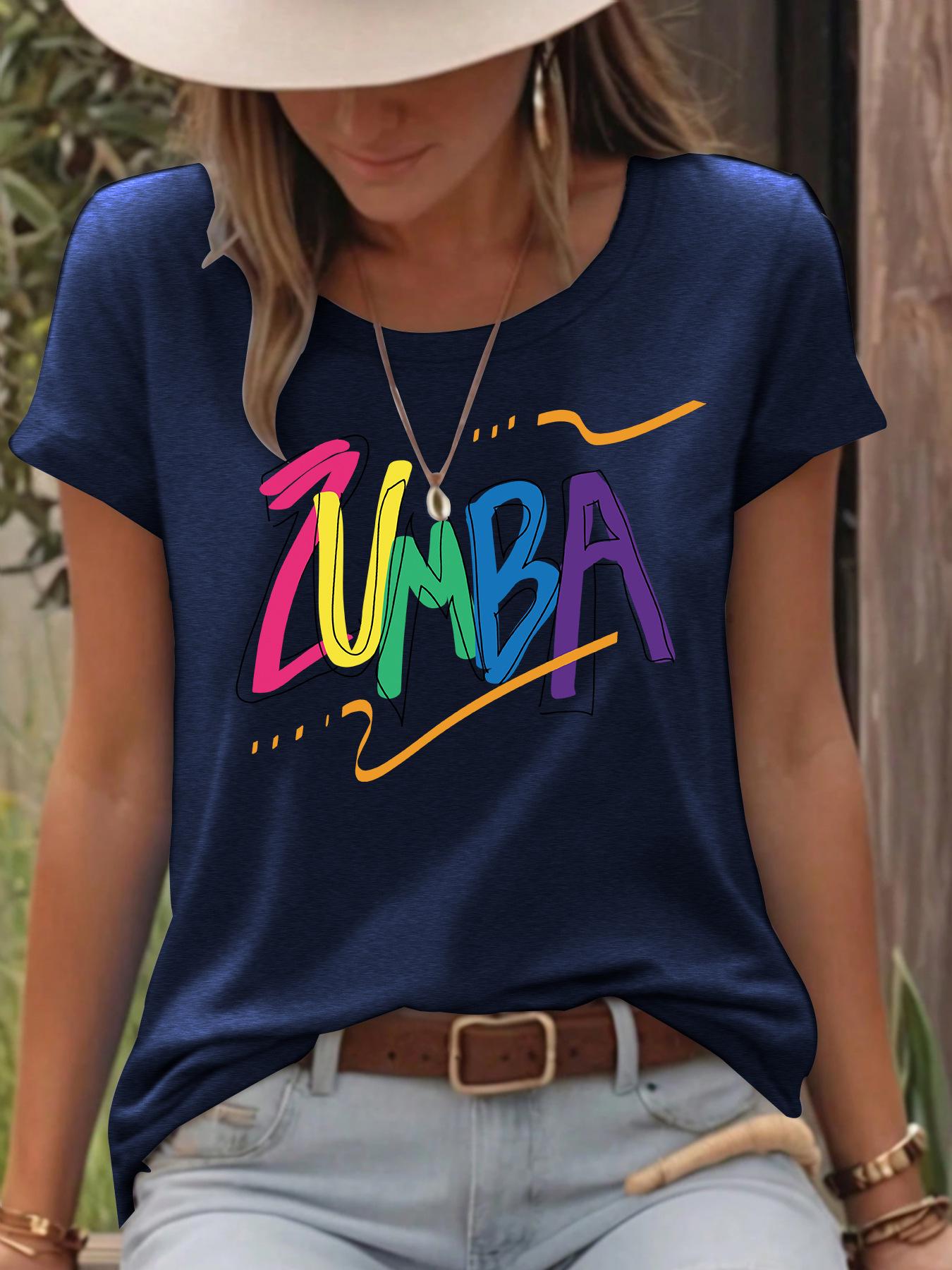 

Женская красочная футболка свободного кроя с коротким рукавом и принтом ZUMB S