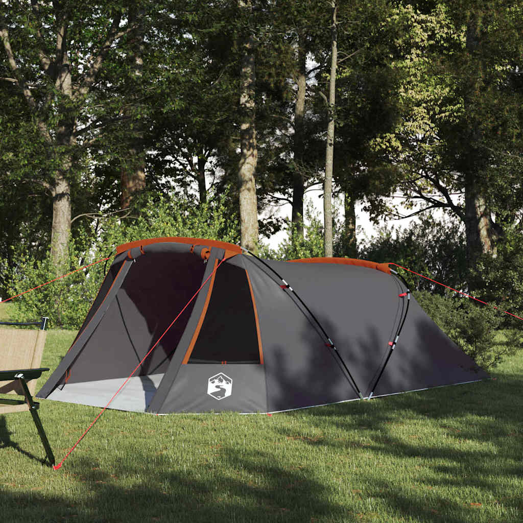3 Person Tunnel Tent Gray and Orange 328 x 228 x 115 cm