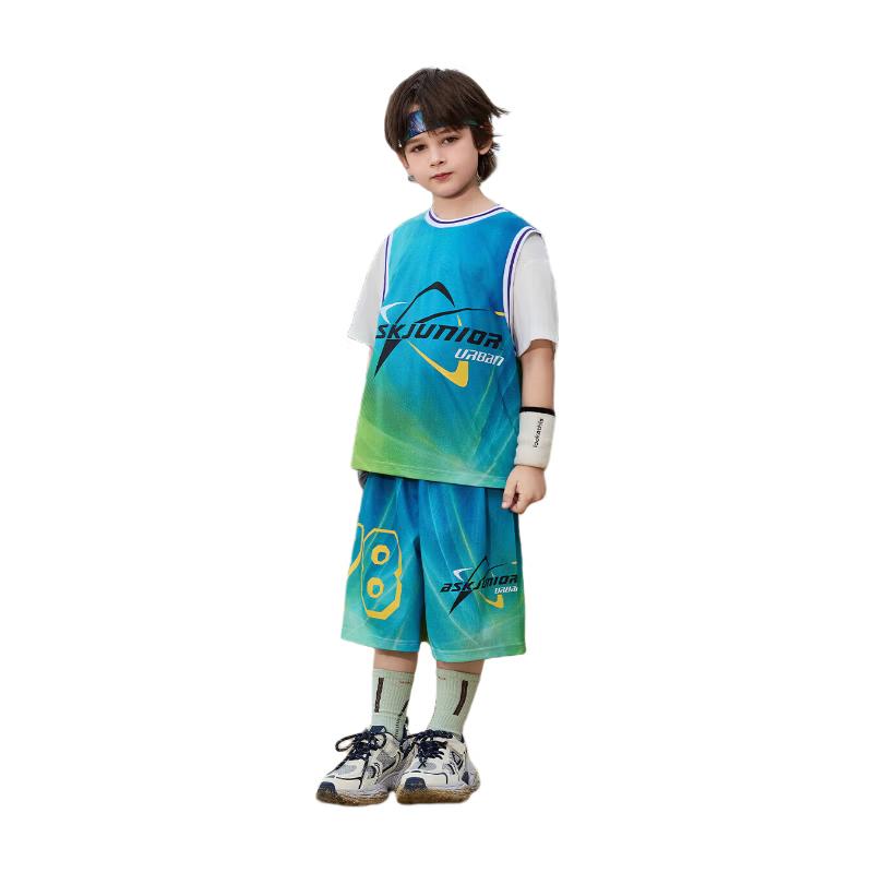 ASK JUNIOR Kids Quick-Dry Faux Two-Piece Summer Sports Set 160