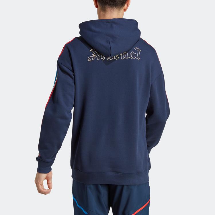 Adidas Arsenal France Capsule Collection Letter Print Three-Stripe Drawstring Hoodie Men Hoodie Collegiate-Navy-Blue HZ9990