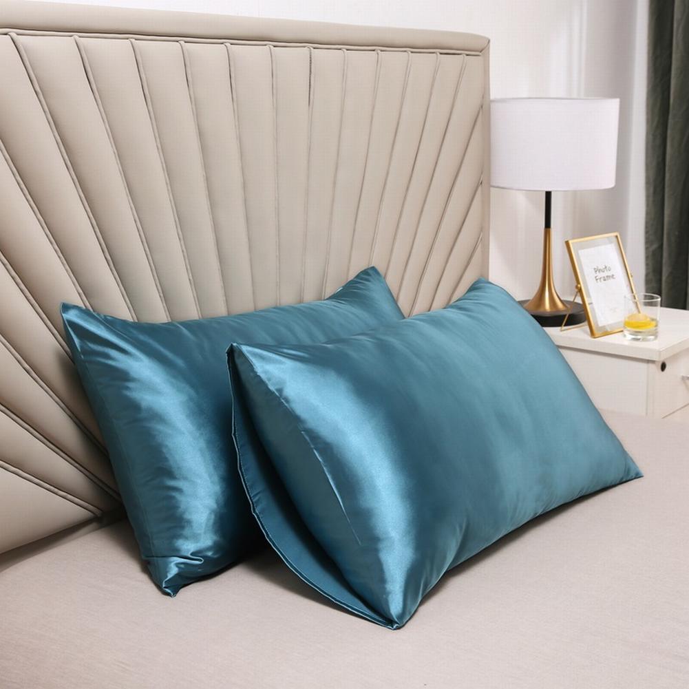 Bedroom Pillow Case Protector Simulated Silk Fabric Pillowcase Modern 48x74cm Luxurious Comfotable Solid Color
