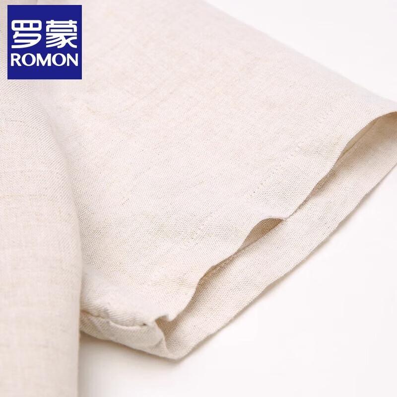 Luomeng Men's Linen Blend Round Neck T-Shirt