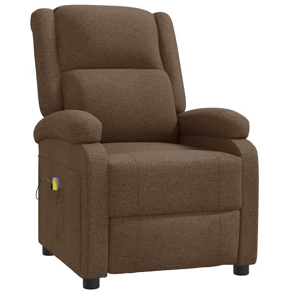Massage Chair, Brown, Upholstered In Fabric