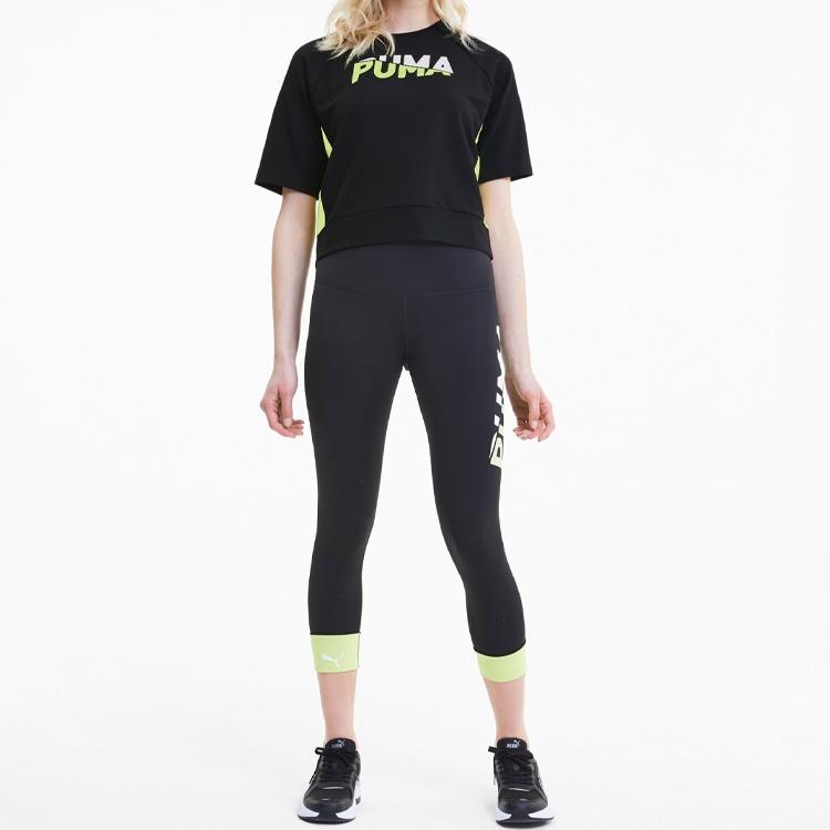 (WMNS) PUMA Morden Sports Short Sleeve Black Women's 585291-01
