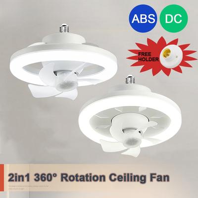 2 in 1 Elektrische Deckenventilatorleuchte Haushalt 360° Schwenkkopf Schraubenventilatorleuchte Stufenloses Dimmen E27 Lampenfassung Ventilatorleuchte