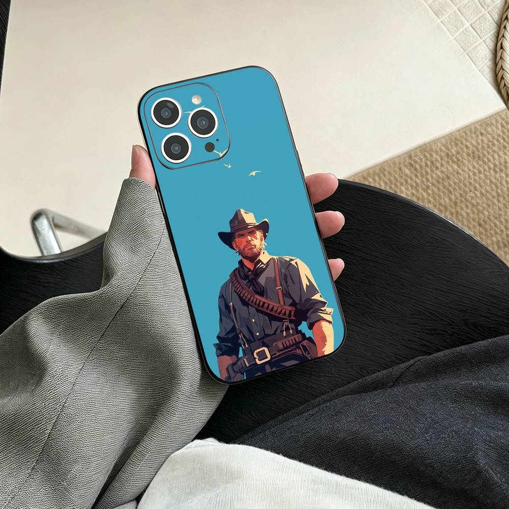 RDR2-Arthur Morgan Telefoonhoesje Voor iPhone 17, 16,15,14,13,12,11 Plus,Pro Max, Anderen Zacht Zwart Hoesje