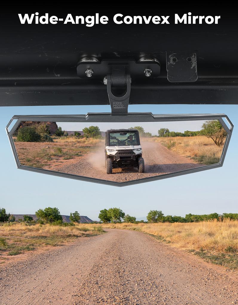 UTV Magnetic Rear Center View Mirror Compatible with Polaris Ranger for Can-Am Defender for EZGO RXV TXT with Metal Roof or Bars