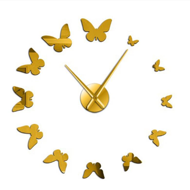 DIY Butterfly Cartoon Acrylic Silent Wall Clock – Creative Home Décor Sticker Clock