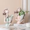 Nordic Girl Holding Vase with Artificial Flowers, Elegant Artistic Resin Home Decor Statue for Living Room, Entryway & TV Cabinet