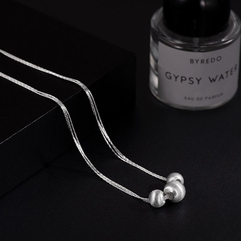 

Banyan Tree S925 Silver Multi-Layer Snake Bone Necklace with Brushed Ball Design 925 Silver