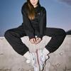 Li-Ning Vital Essential Pure Cotton Sports Solid Color Casual Long-Sleeve Hoodie Women Tops Black AWDSC92-5