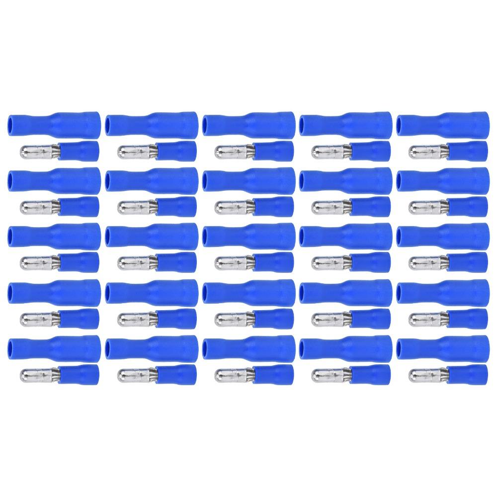 25 Pairs Blue Color Insulated Wire Terminal 16-14AWG Quick Crimp Male Female Connector Wire Crimp Connectors