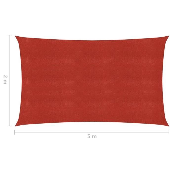 VidaXL Shade Sail 160 G-m² Red 2x5 M HDPE