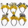 Yousheng 2026 New Year Headband with Number Logo Black Golden Sequin Design Streamer Decorated Hair Hoop Team Unity Prop