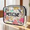 1pc Transparent Single-Sided Print Toiletry Bag, Portable Outdoor Travel Cosmetic Organizer with Thickened PVC Storage Pouch