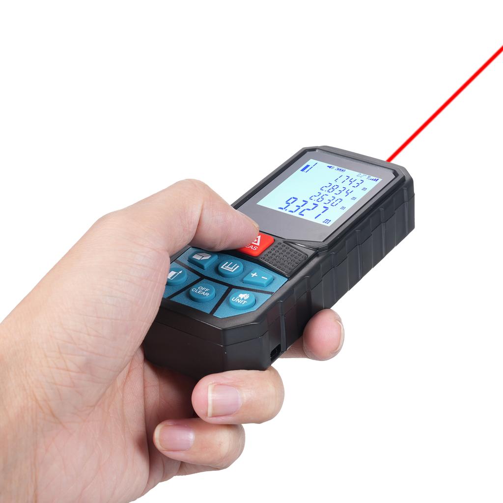 Distance Meter Angle Sensor with 2inch Backlit LCD Screen High Accuracy Multi Measurement Modes Pythagorean Distance Area Volume Angles Measure