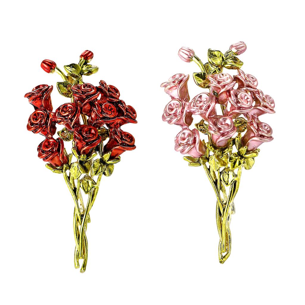 Elegant Rose Bouquet Brooch For Women Crafted In High Quality Alloy Perfect For Weddings And Formal Events