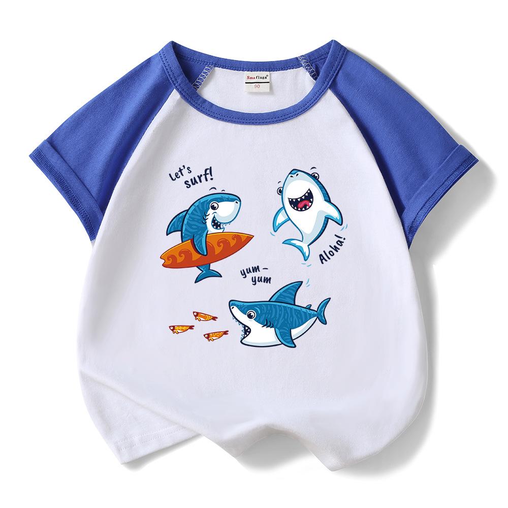 Baby Shark Boys & Girls Cotton Summer Set 2025: Cartoon Short Sleeve T-shirt & Shorts Two-Piece