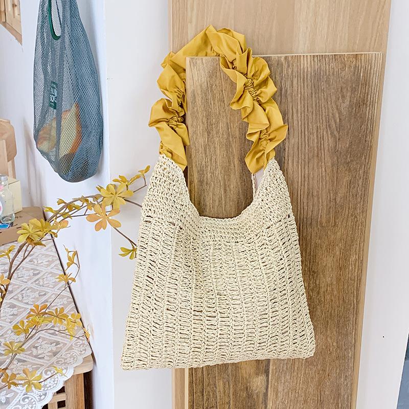 Woven bag women's new trendy fashion beach vacation shoulder bag large capacity straw bag