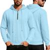 Men's Knit Half Zipper Hoodie Casual Long Sleeve Drawstring Pullover Sweater Solid Color Knitted Hooded Tops for Men Daily Streetwear Sweatshirt