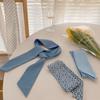 Polka Dot Ribbon Braids Headband Plaid Long Neck Scarves Light Blue Series Hair Band  Outdoor