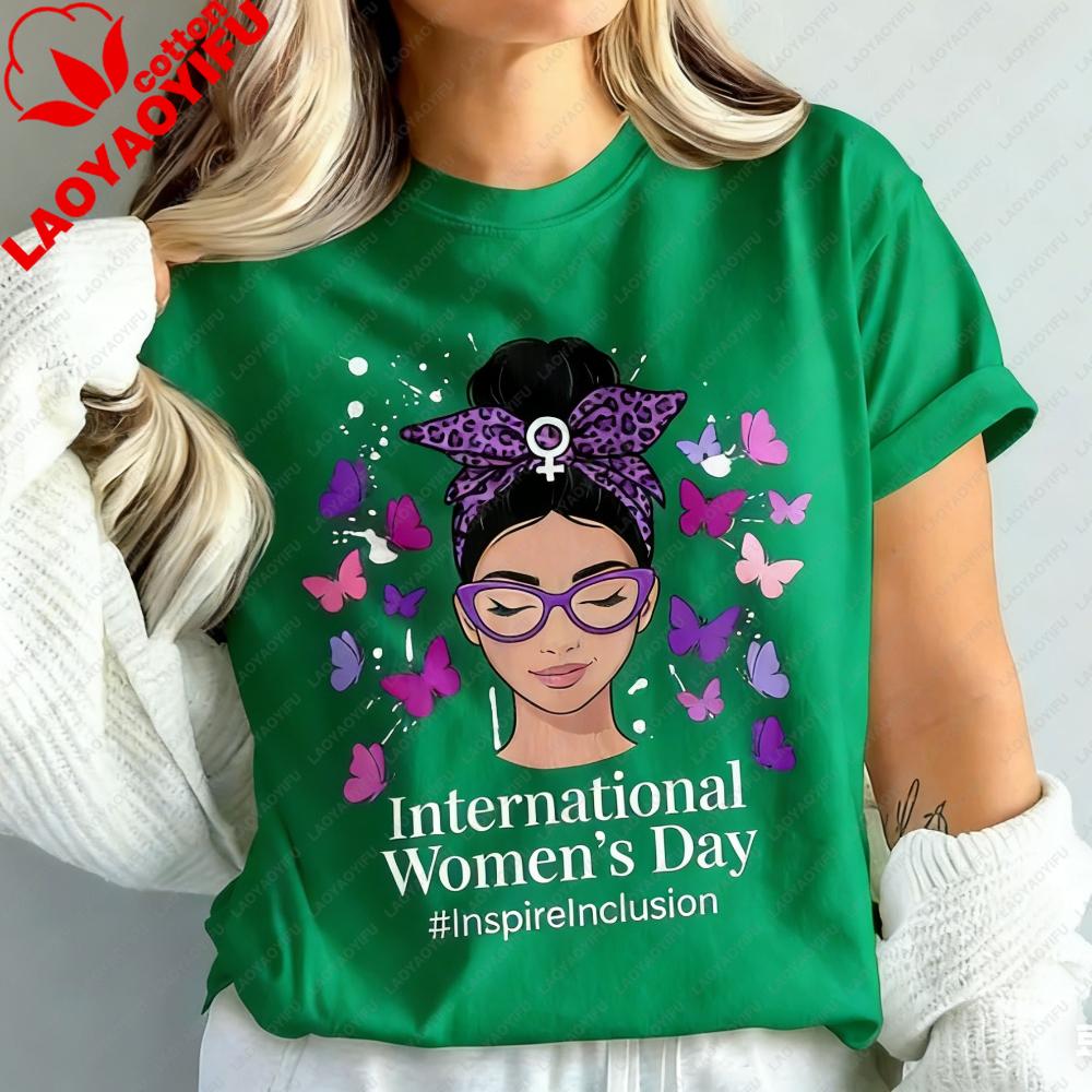 2026 International Womens Day Gift TShirt Butterfly Empowered Women Shirt Feminist Graphic Tee Girl Power Tshirt Fashion Tops