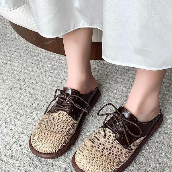 Temperament bag head half slippers women's 2025 new spring and autumn wear lazy one-pedal single shoes super fire beautiful Mueller shoes