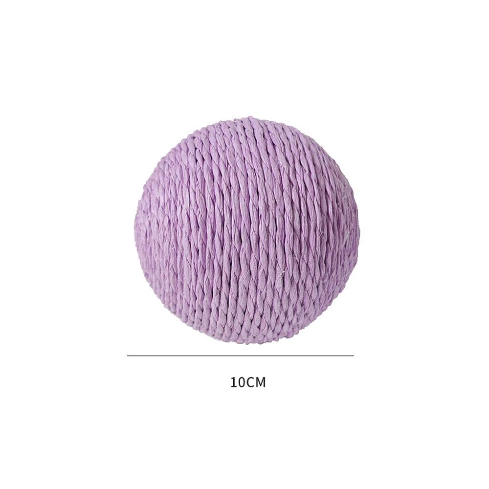 10cm Cat Ball Interactive Sisal Cat Scratching Ball Toy For Kitten Teeth Cleaning Anti Bite Cat Ball Sounding Toy Pet Supplies