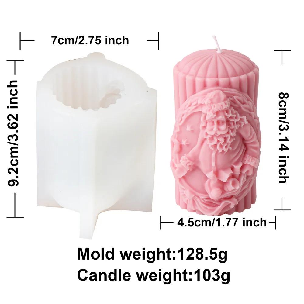 DIY Santa Claus Reindeer Cylindrical Candle Silicone Mold Hat Bear Christmas Tree Relief Cylindrical Candle Mold Christmas Gift