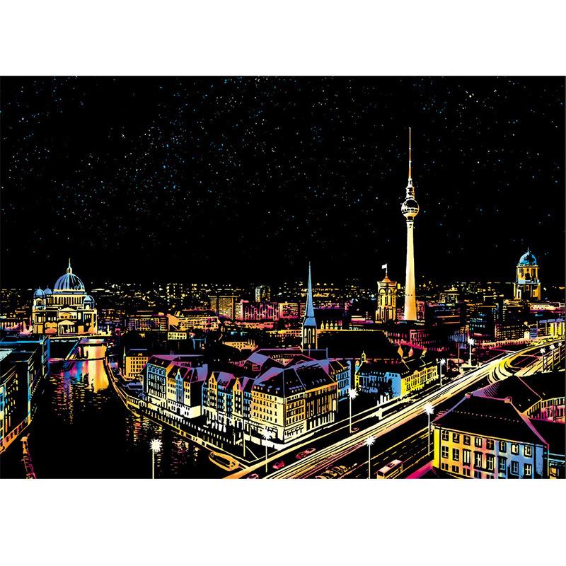 YUELU Colorful City III: DIY Night View Scratch Painting for Adults