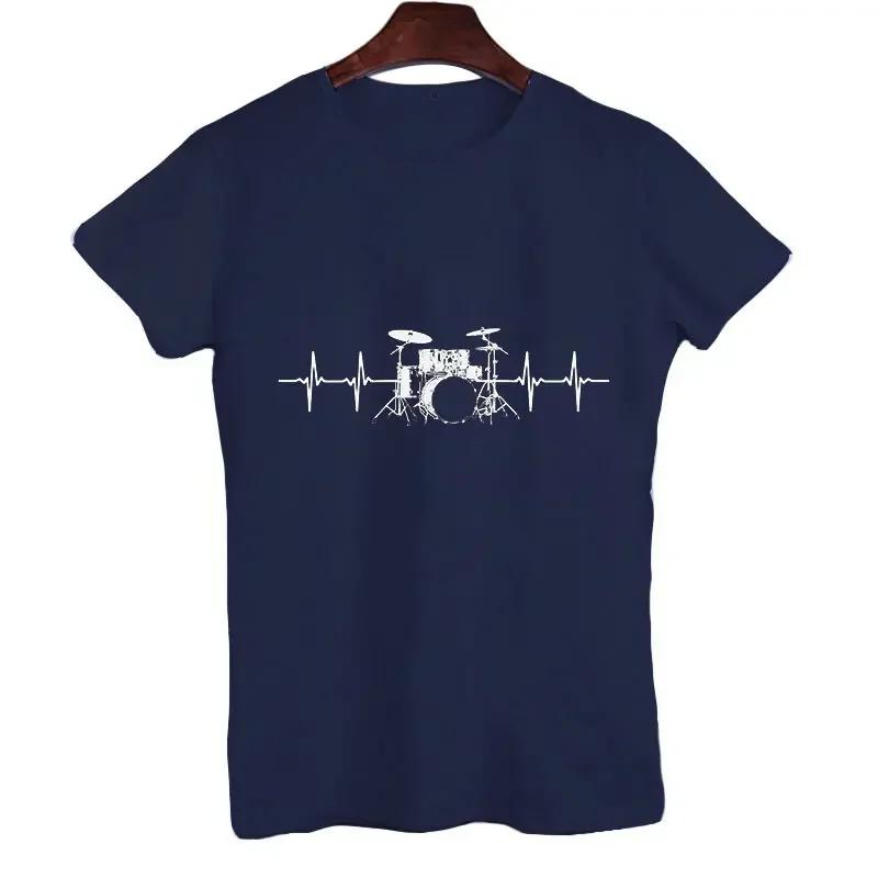 Men's Short Sleeve T-shirt Heartbeat Passionate Drummer Graphic Tshirt Male Oversized Streetwear Tees Women Summer Clothing Tops