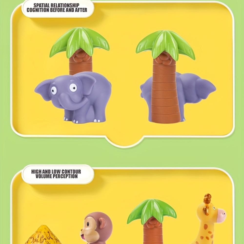 Animal Queuing Game Toy for Kids Educational STEM Learning Toy with 8 Colorful Animal Shapes, Question Cards Flashcards To Develop Spatial Logic