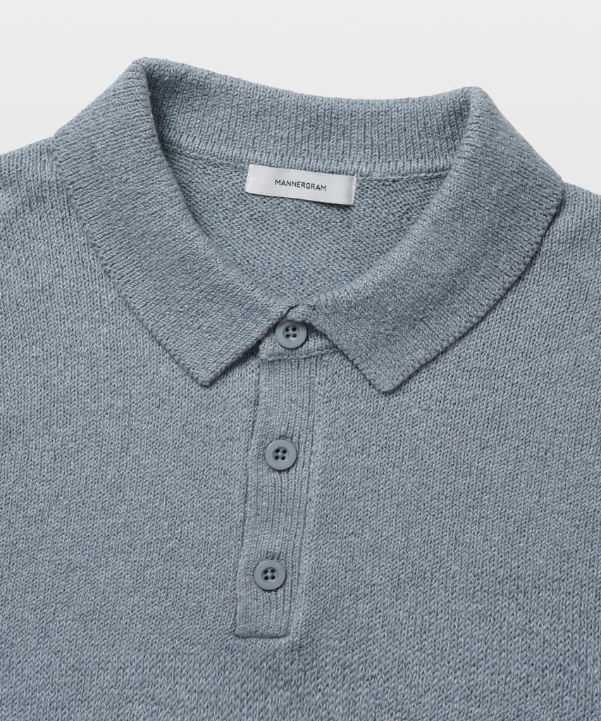 MANNERGRAM Upw Washable Cotton Polo Short Sleeve Knit Mogador Blue