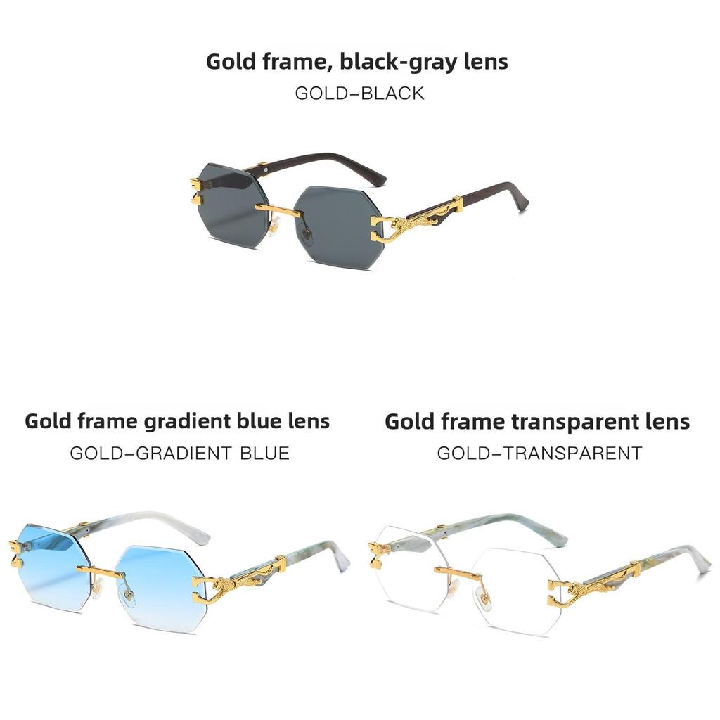 Leopard Motif Geometric Sunglasses With Uv400 Protection For Outdoor Fashion And Travel