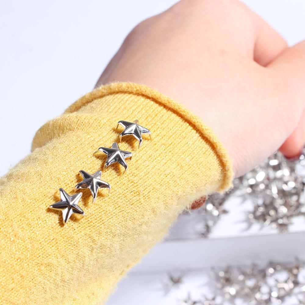 Shoes Spot Silver Color Star Shape Spikes Studs Craft Rivets