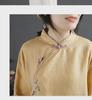 2024 Retro Chinese Cotton Linen Shirt: Women's Spring/Summer Stand-Up Collar Button Top with Embroidered Slant Lapel