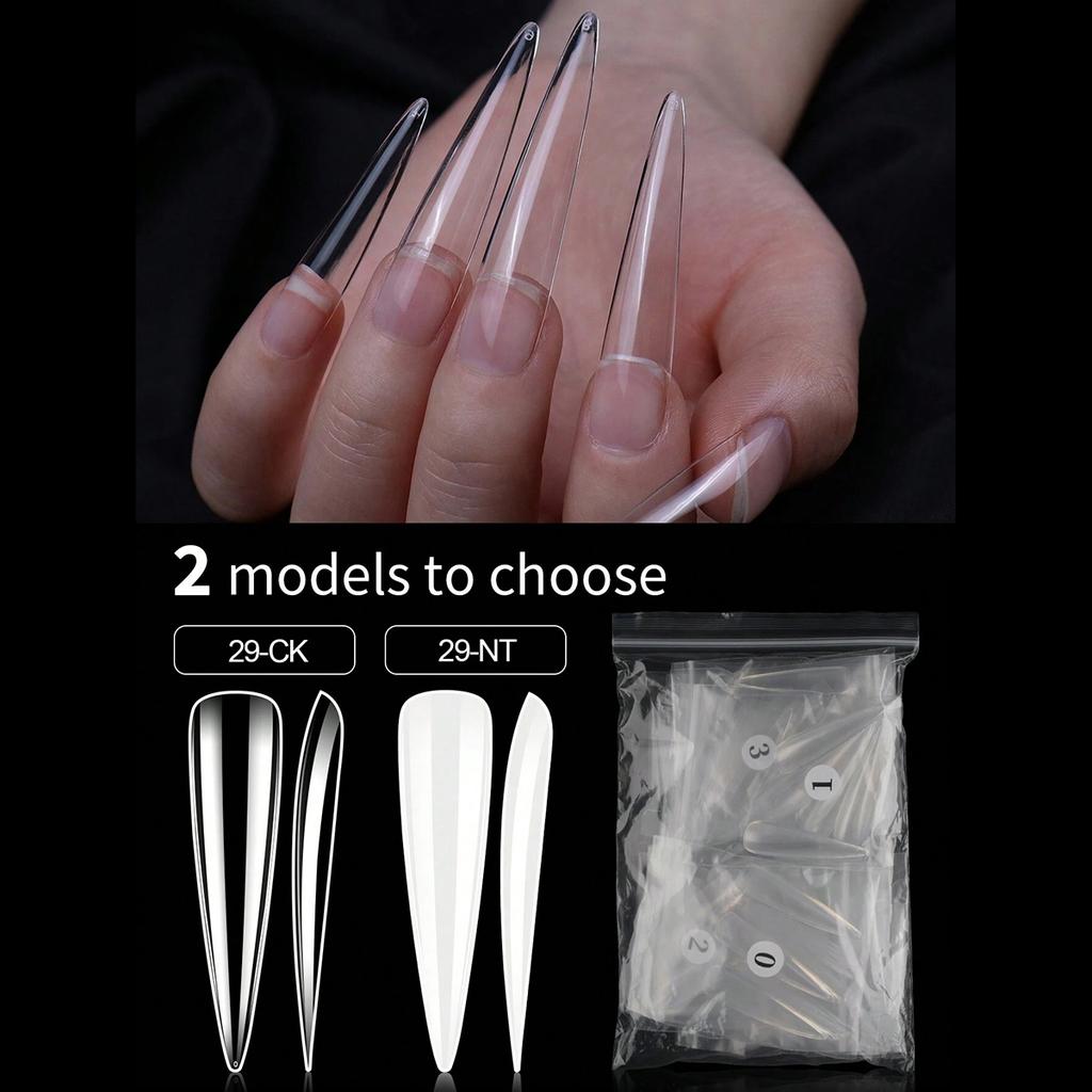 500pcs Bag Stiletto Long Water Drop False Nail Tips Transparent Full Cover Press On Acrylic Artificial Nails Lasting Pressure Na