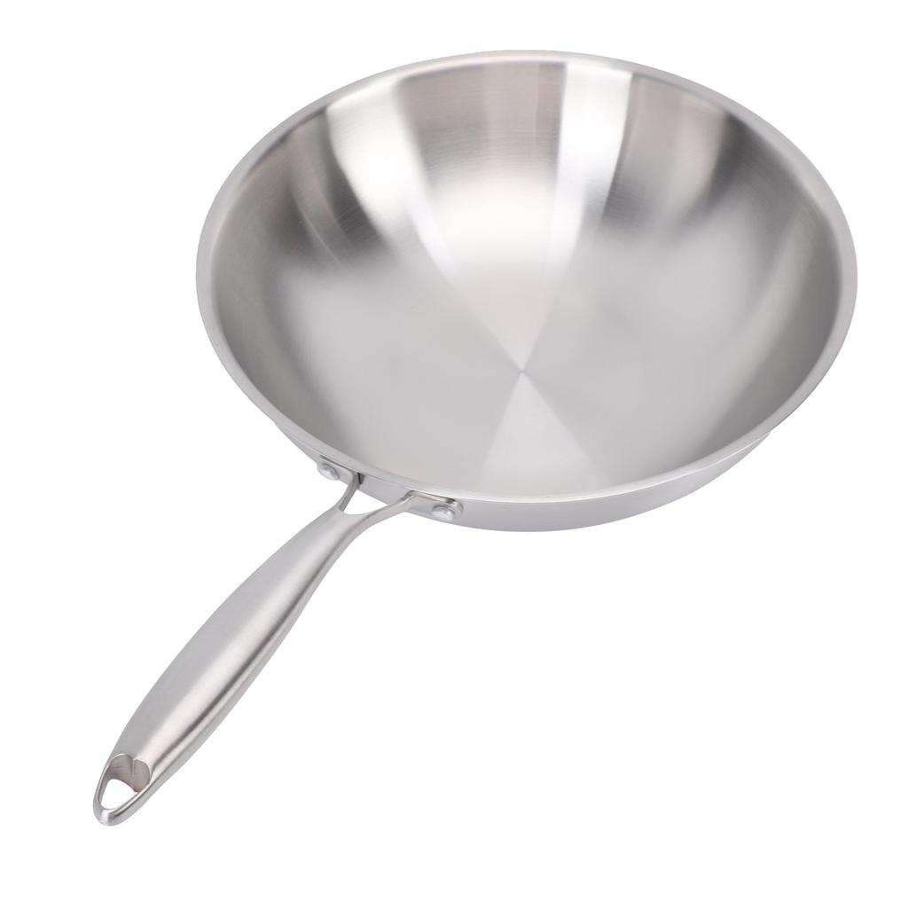 Wok with Handle 304 Stainless Steel Nonstick Stir Fry Pan Wok Cookware for Induction Electric Gas All Stove