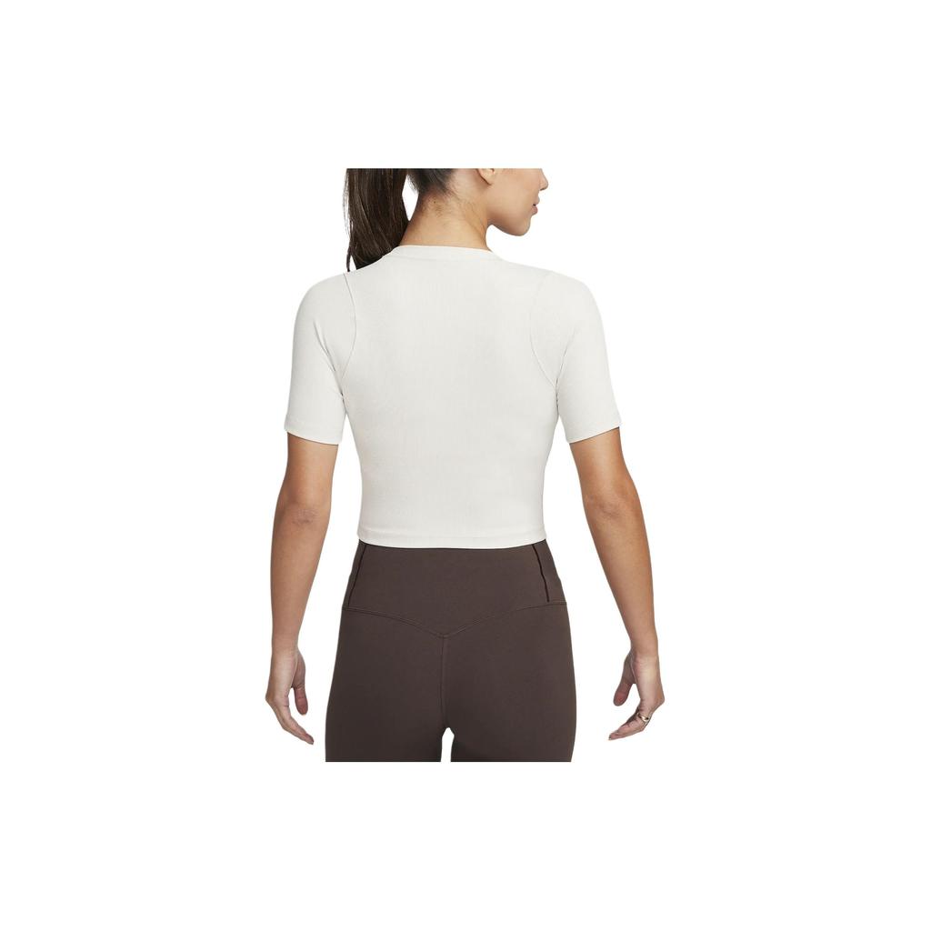 Nike Solid Color Short Sleeve Round Neck T-Shirt Women Tops Stone-Brown FN7468-104