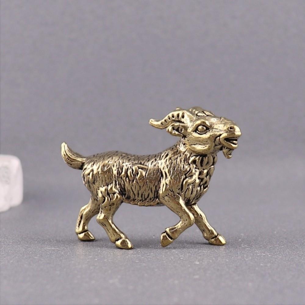 1PC Solid Brass Body Brass Animal Craft Sheep Animal Theme Feng Shui Decor Chinese Style Space