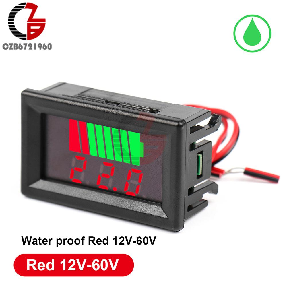 Car Battery Charge Level Indicator 12V 24V 36V 48V 60V 72V Lithium Battery Capacity Meter 0.56" LED Digital Voltmeter Tester