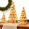 Gingerbread House Christmas Tree Figurine Light Up Resin Tree Shaped Gingerbread House with LED