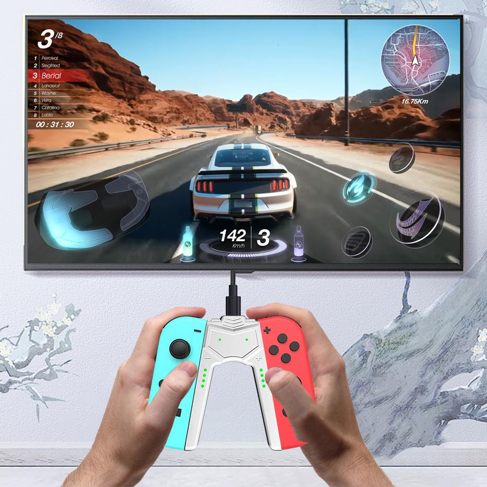 For Switch OLED Joy-Con Ladegrep Type C Håndtak Lader med indikatorer Kontrollerkontakt for Nintendo Switch OLED-modell