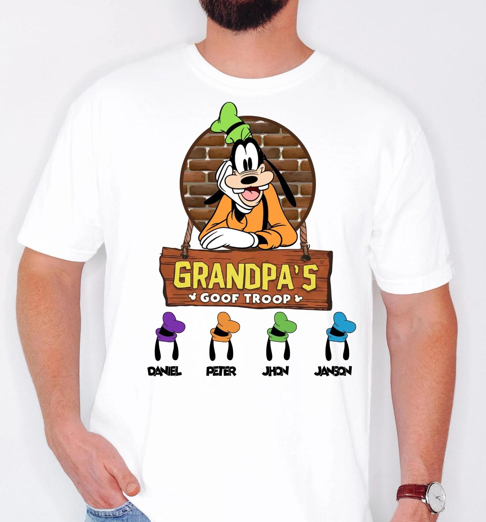 

Goofy Grandpa With Custom Grandkids Name Shirt, Personalized Grandpa s Goof Troop T-shirt, Vacation Tee, Father s Day Gift S разноцветный