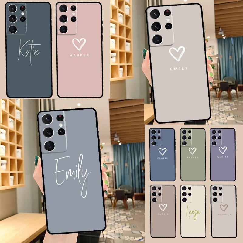 Personalise name initials pastel Phone Case For Samsung Galaxy S22 S23 S21 Ultra S20 FE S8 S9 S10 Plus Note 10 20 Ultra Cover